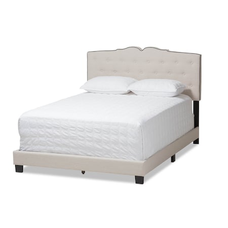 Vivienne Modern Light Beige Upholstered Queen Size Bed